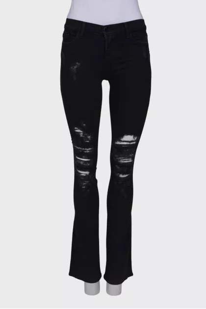 Washed flared jeans