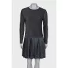 Metallic dress with pleated hem