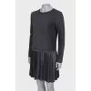 Metallic dress with pleated hem