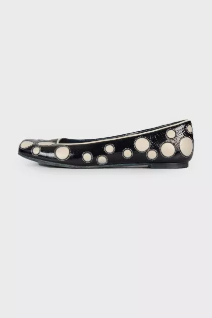 Black and white square toe ballerina shoes