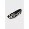 Black and white square toe ballerina shoes