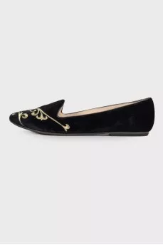 Textile ballerinas with embroidery