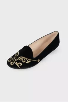 Textile ballerinas with embroidery