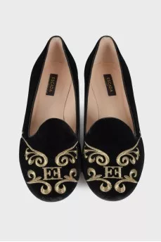 Textile ballerinas with embroidery
