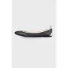 Navy blue leather ballerina shoes