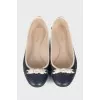 Navy blue leather ballerina shoes