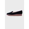Navy blue embroidered ballet flats
