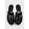 Lacquer two-color mules