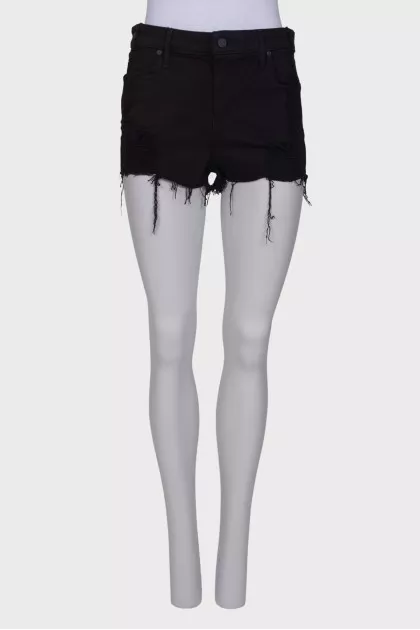 Black ripped effect shorts
