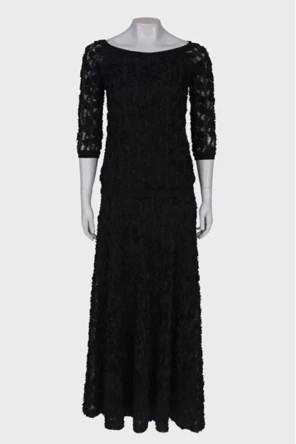 Black suit with appliqué