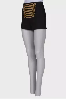 Classic shorts with golden embroidery