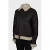 Leather sheepskin coat with fur