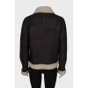 Leather sheepskin coat with fur