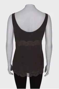 Silk T-shirt with lace