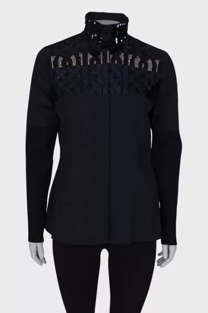 Navy blue shirt decorated with sequins