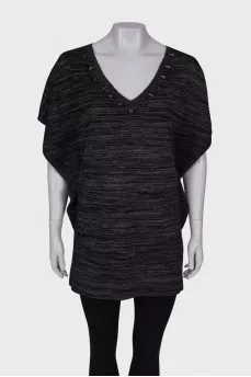 Black and silver blouse with rhinestones