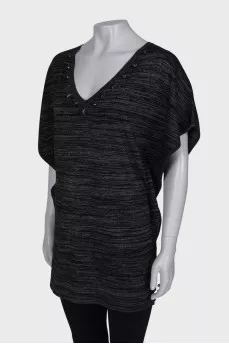 Black and silver blouse with rhinestones
