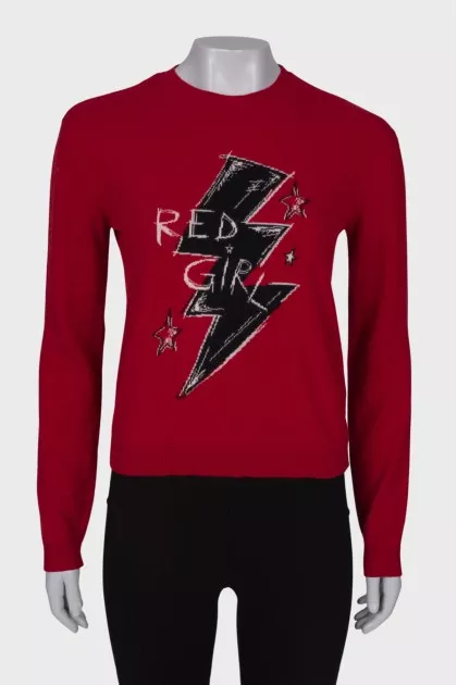 Red sweater with print
