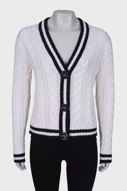 Knitted cardigan with rhinestones