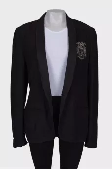 Linen jacket with beaded embroidery
