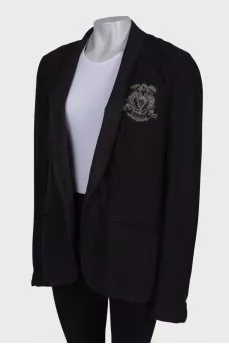 Linen jacket with beaded embroidery