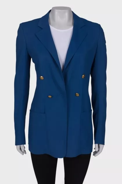 Blue jacket with gold hardware