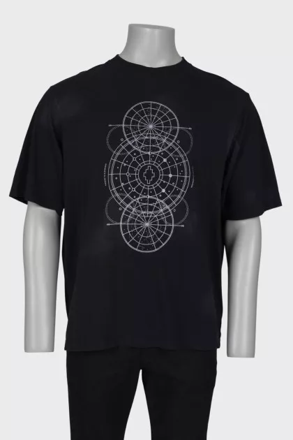 Men's black combi t-shirt with print