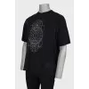 Men's black combi t-shirt with print