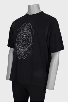 Men's black combi t-shirt with print