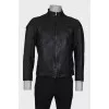 Men's zip-up leather jacket
