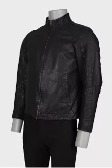 Men's zip-up leather jacket