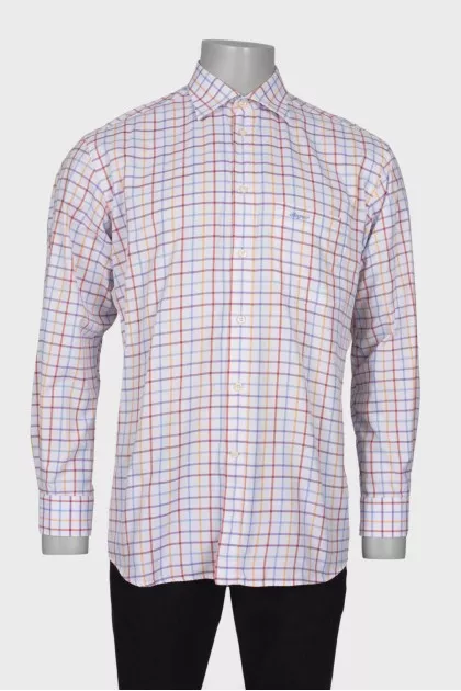 Men's white plaid shirt