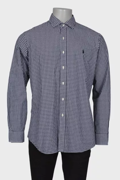 Men's black and white checked shirt