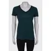 Green V-neck T-shirt