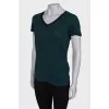 Green V-neck T-shirt