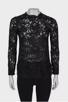 Black openwork blouse