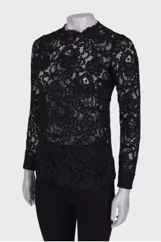 Black openwork blouse