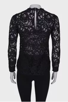 Black openwork blouse