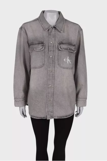 Gray denim shirt, with tag