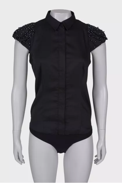 Body blouse with embellished sleeves