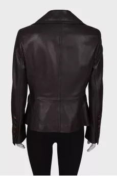 Leather single-breasted jacket