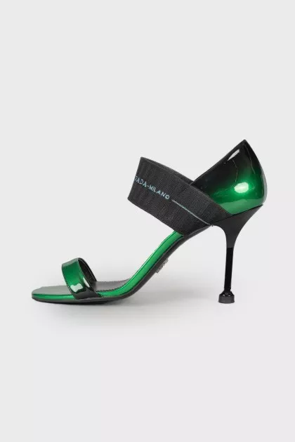 Black and green heeled sandals