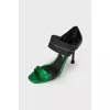 Black and green heeled sandals