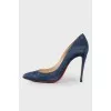 Blue suede pumps