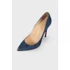 Blue suede pumps