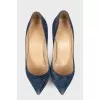 Blue suede pumps