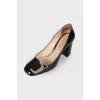 Patent shoes with a square toecap