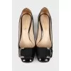 Patent shoes with a square toecap