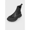 Black leather boots