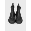 Black leather boots